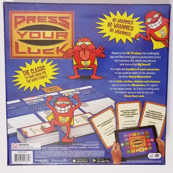 PRESS YOUR LUCK Board Game With Plush / Stuffed WHAMMY! Classic TV Game Show - Picture 3 of 6